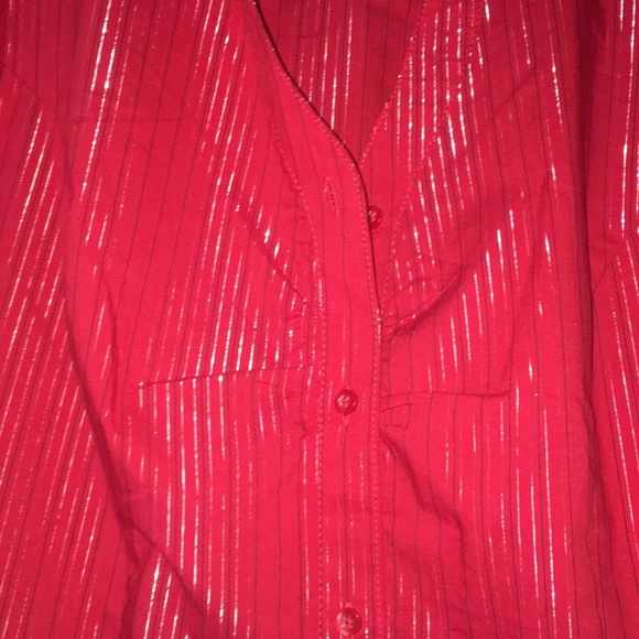 0X Fashion Bug Striped Shimmer Button Down Top - Picture 8 of 13